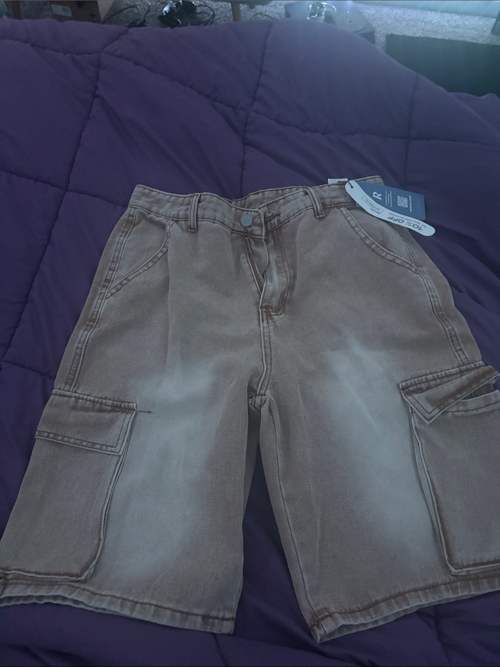 SHEIN Men's Washed Khaki Cargo Shorts